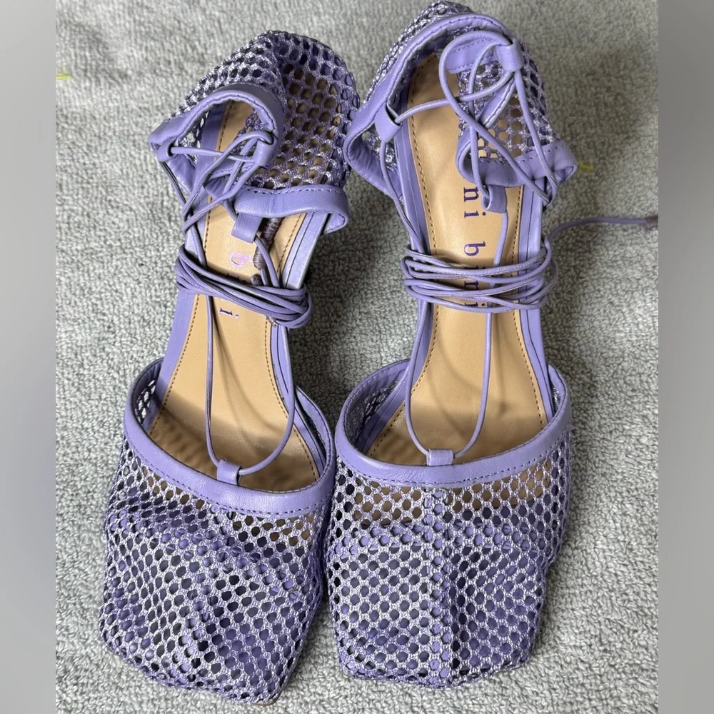 Gianni Bini Lavender Mesh Lace-Up Sandals - Picture 1 of 7